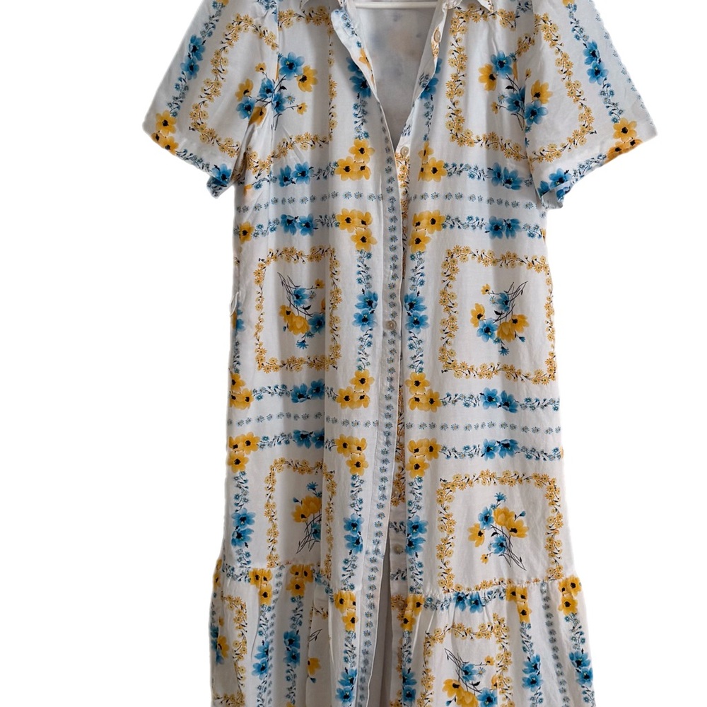 Ann Taylor Floral Print Dress  with Blue and Yellow Accents